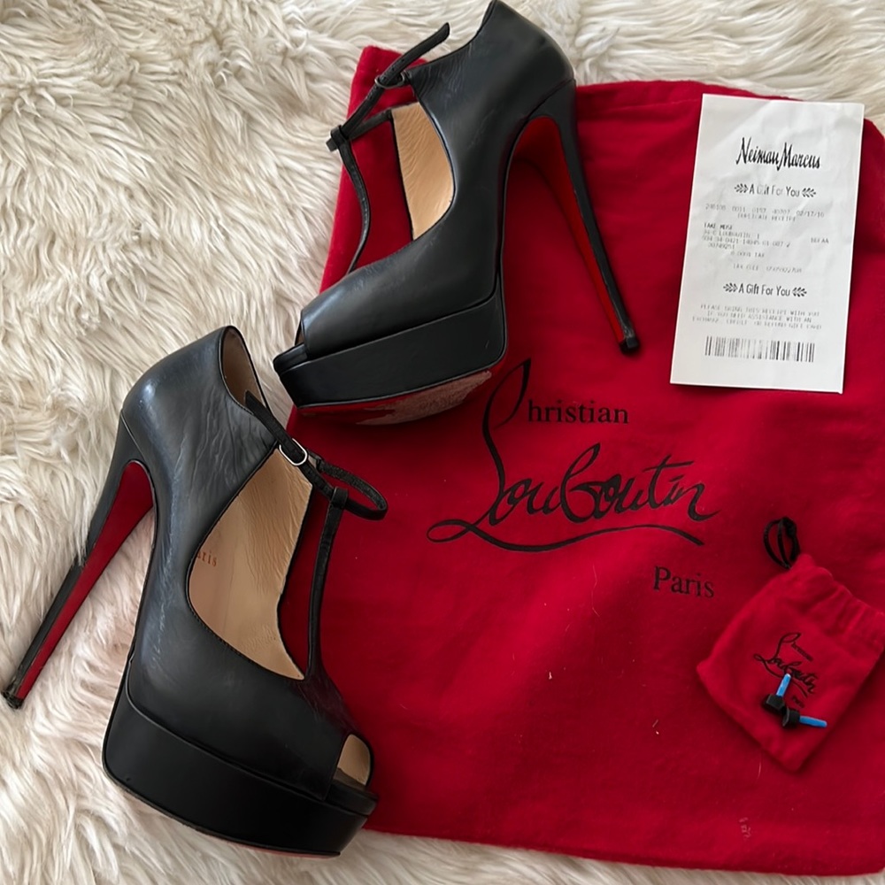 Black Christian Louboutins platform in a size 38
